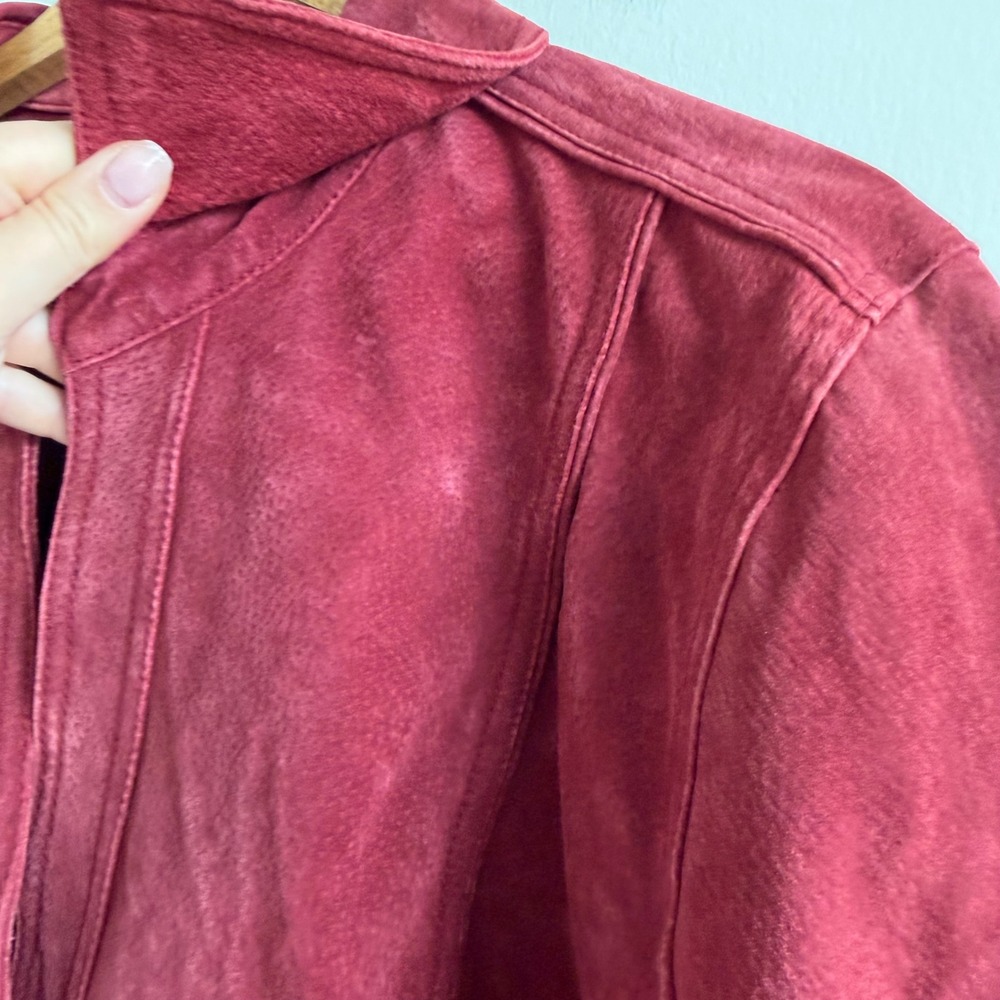 Vintage Maroon Suede Silver Snap Front Suede Jacket - Picture 6 of 14